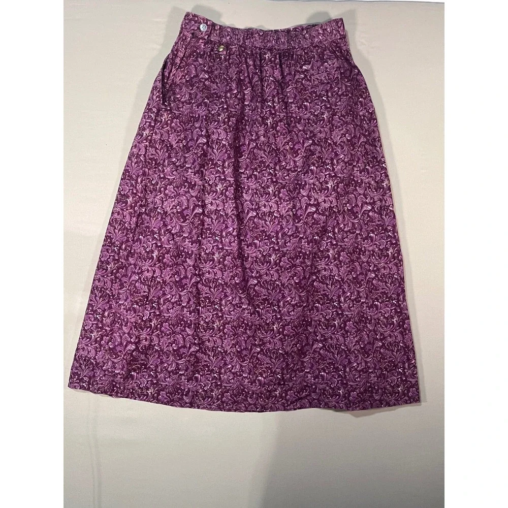 BIS Cuts Purple Paisley Gold Metallic Skirt Set Jacket Midi Skirt Womens Medium